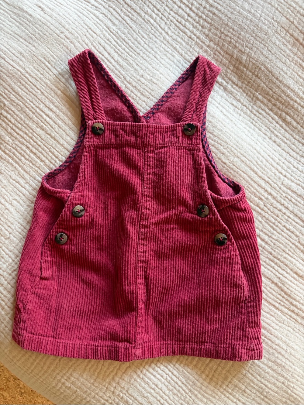 Zara Girls' Corduroy Overall Dress - Berry